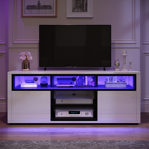 Modern High Gloss TV Stand with LED Lights for Up to 60 in Entertainment Center Modern High Gloss TV Stand with LED Lights for Up to 60 in Entertainment Center