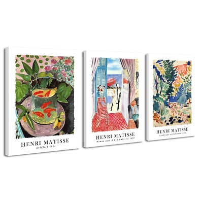 3 Piece Henri Matisse Posters Woman with A Red Umbrella Landscape at Collioure