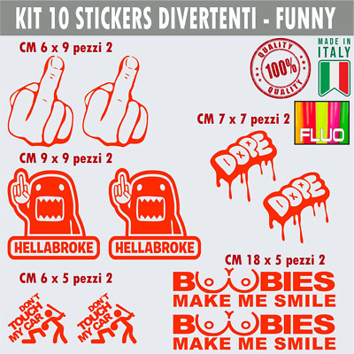 Kit 10 Adesivi Divertenti Milf Porn Dito Medio Funny Auto Moto Casco Decalc.1690