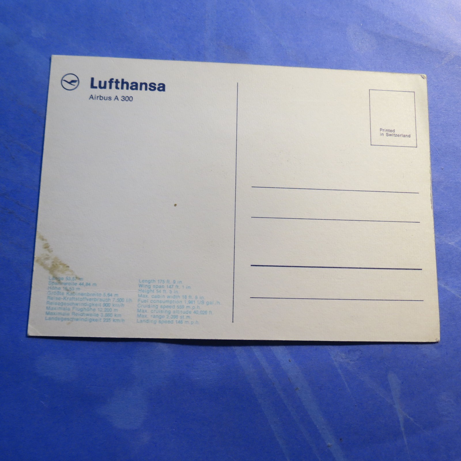 Airbus A300 Lufthansa airlines Vintage Old  Postcard PC5214
