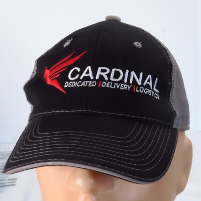 Cardinal Dedicated Delivery Logistics Black Red Mesh Strapback Hat Outdoor Cap