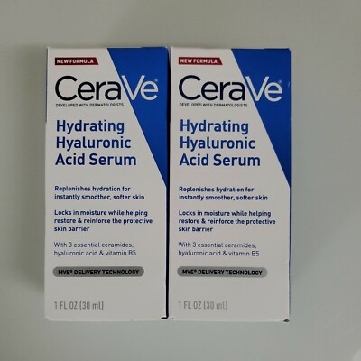 Cerave Hydrating Hyaluronic Acid Face Serum - 1oz - x2