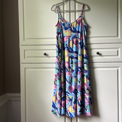 Nwt SHOW ME YOUR MUMU Caroline Maxi Dress Under The Sea Fish Ocean Blue Size M