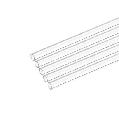 Plastic Pipe Rigid Tube Clear 0.23''(6mm) ID 0.31''(8mm) OD 17'' (425mm), 5pcs