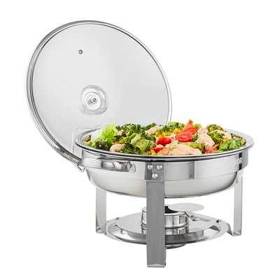 VEVOR 2-Pack Round Chafing Dish Set with Full-Size 4Qt Pan Glass Lid Fuel Holder