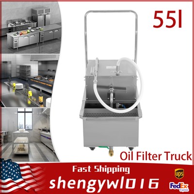 55L Commercial Oil Filler Machine Cart Mobile Fryer Oil Filter Machine Separator