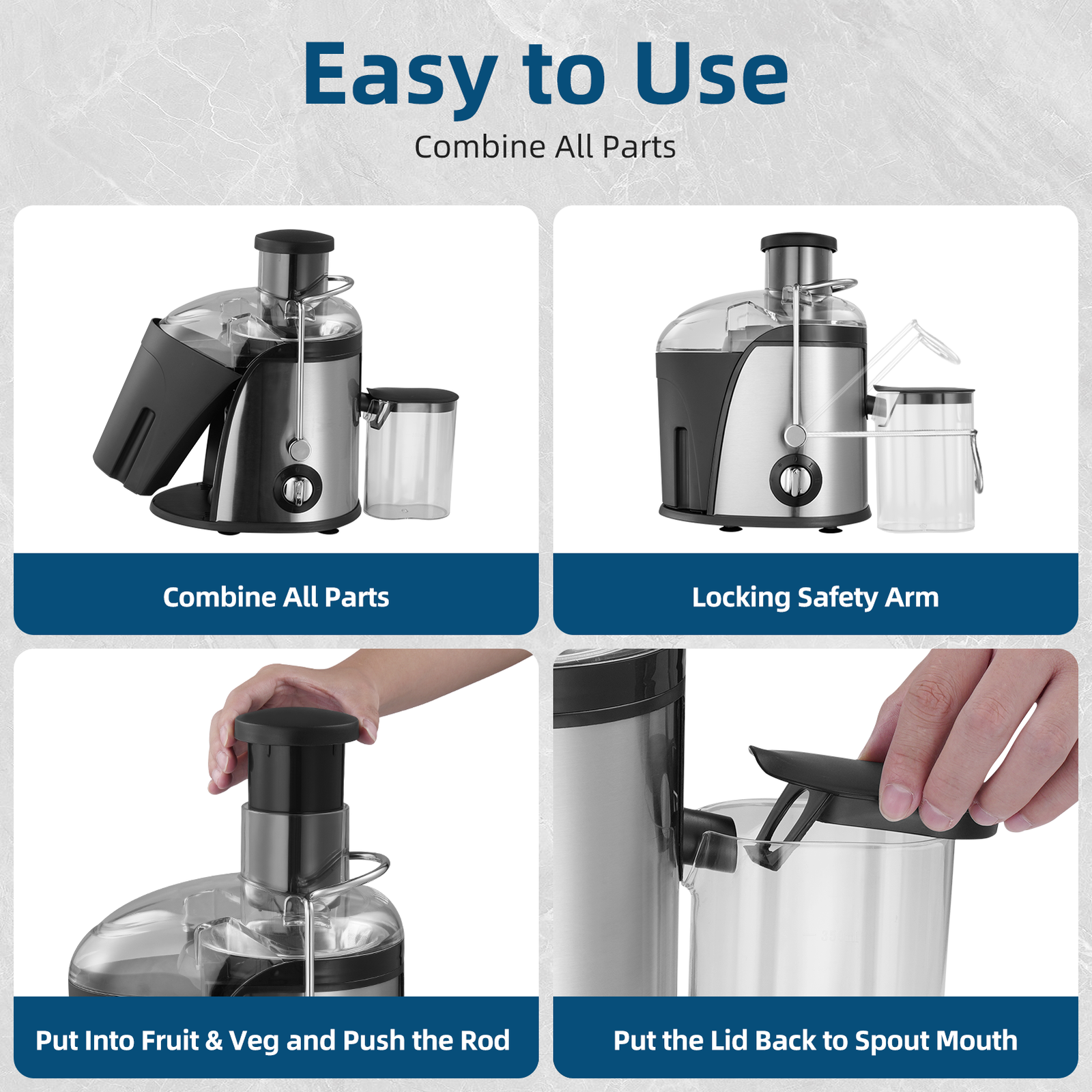 800W Juicer Machine displayed in a modern kitchen setting