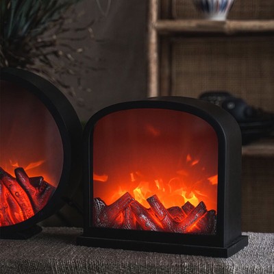 Living Bedroom Vintage LED Flame Lantern Lamps Simulated Fireplace Effect Light