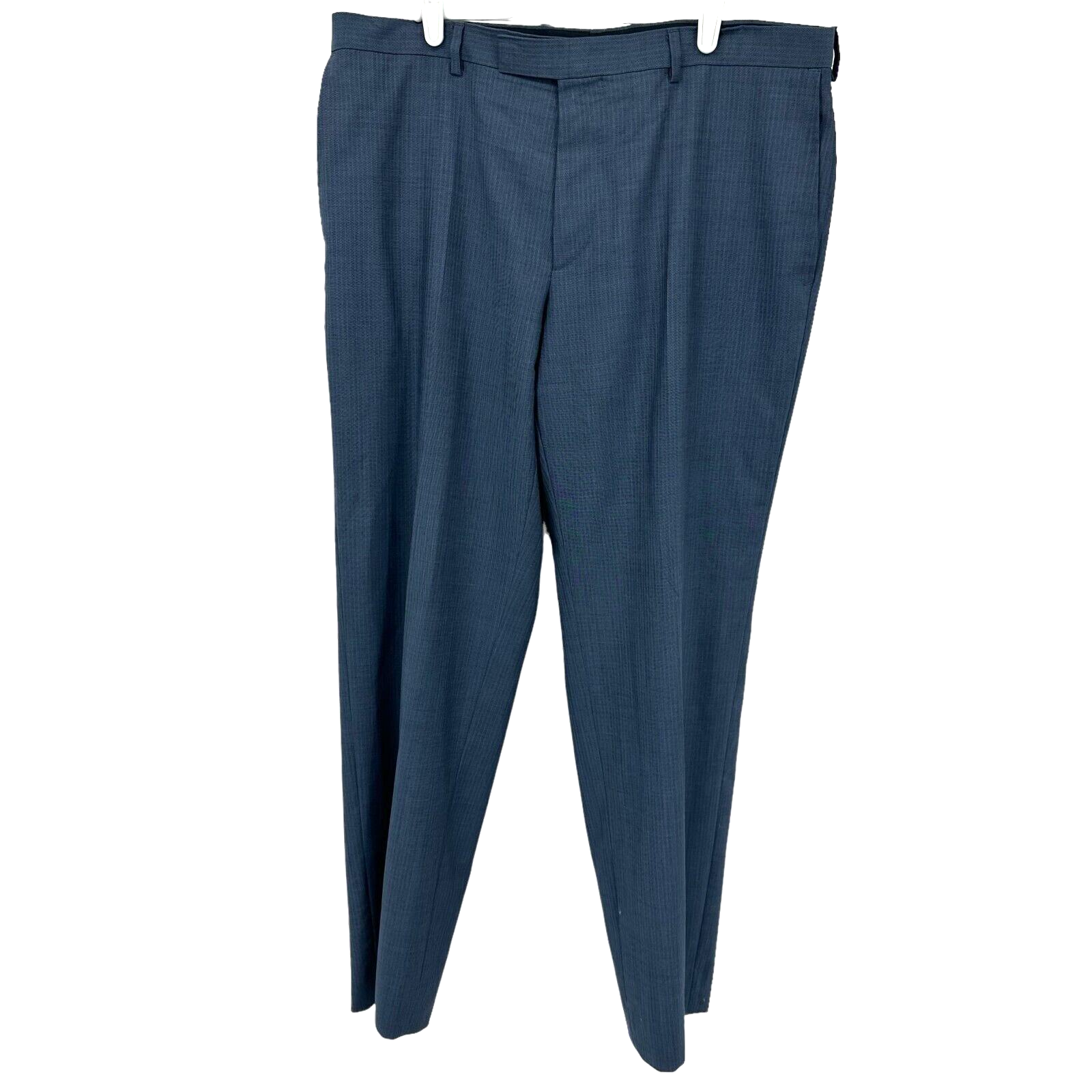 パンツ BROCHURE 1P WOOL SLACKS NAVY Limited Wool Dress Pants Button Zip Fly Cuffed Straight Leg