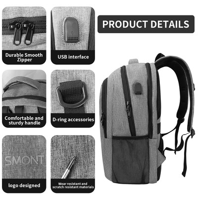 Laptop Work Business Computer Backpack for Men 17" Mens Tech Commuter Office ...