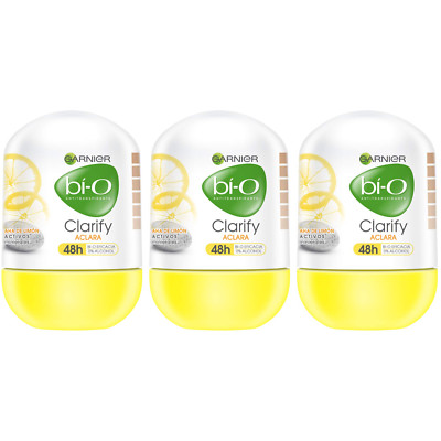 GARNIER BI-O CLARIFY ACLARA AHA DE LIMON ROLL ON 50ml 3 PACK