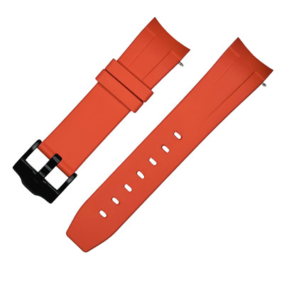 22MM Orange FKM Rubber Strap for Seiko SKX/SRPD/5KX with Black Hardware