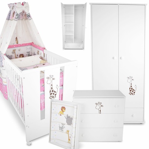 Babyzimmer Safari Rosa Babybett Gitterbett Kinderbett Wickelkommode Schrank