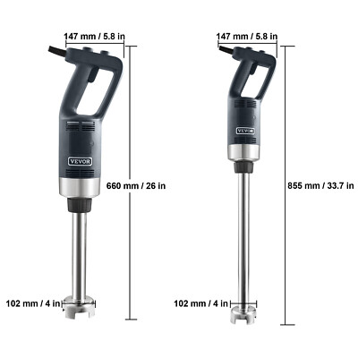 VEVOR Commercial 500/750W Immersion Blender 12"/20" Hand Mixer Variable Speed