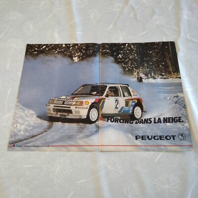 Vintage poster / affiche 29 cm * 41 cm - voiture 205 T16 turbo -  rallye