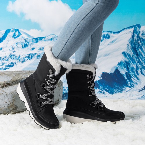 Women's Fur-Lined Insulated Snow Boots Waterproof Non-slip Ski Snow Boots