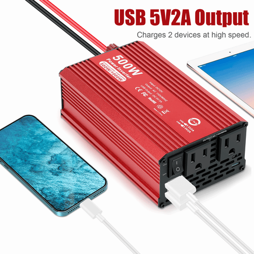 Car Vehicle Power Inverter 1000W Peak DC 12V to AC 110V 120V Converter 2 AC USB