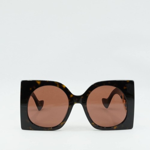 Pre-owned Gucci Gg1254s 002 Dark Havana/brown 55-22-140 Sunglasses