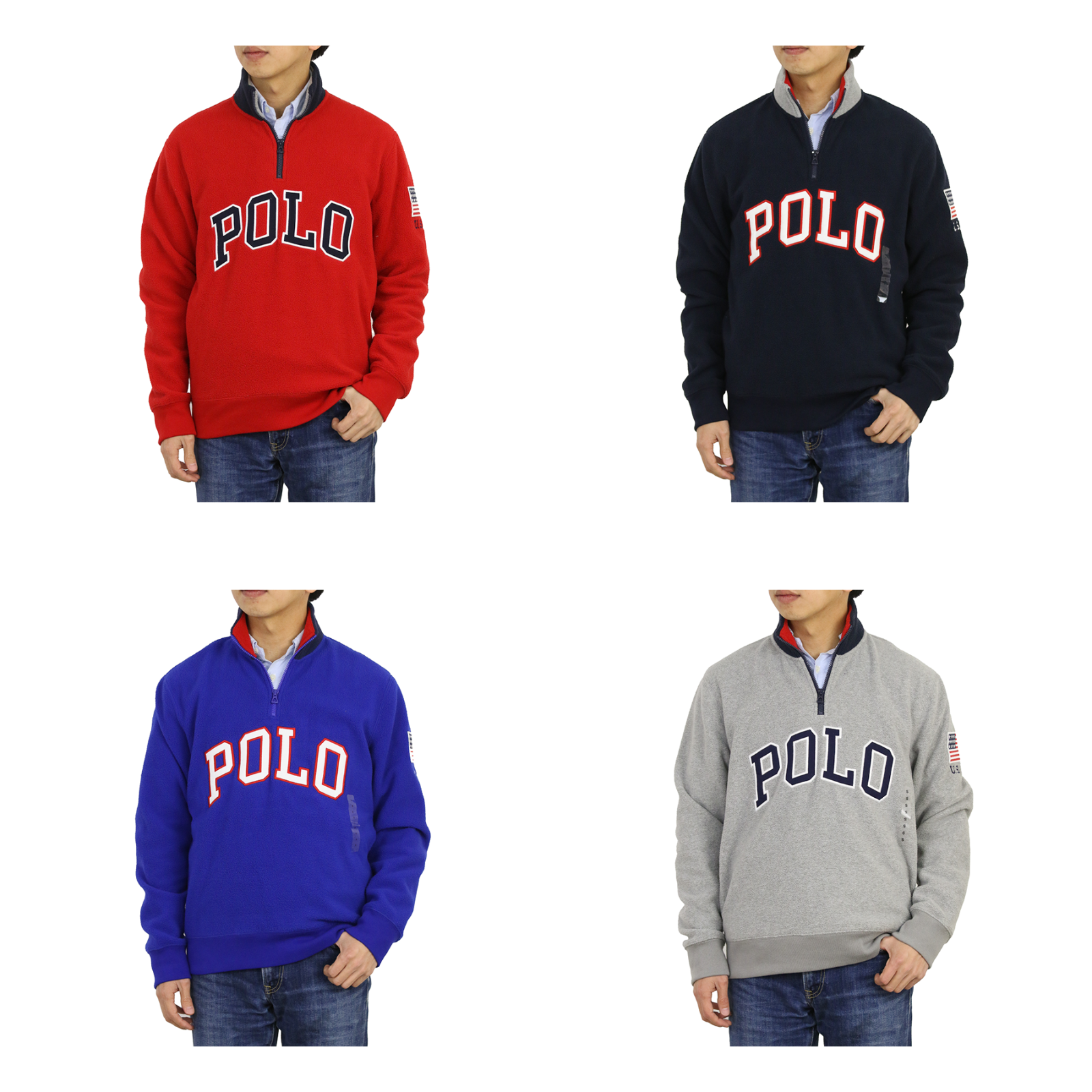 

Флисовый пуловер с молнией 1/2 Polo Ralph Lauren Свитер с поло — 4 цвета —