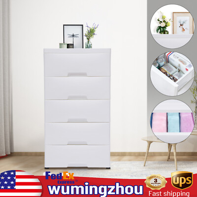 5 Drawers Plastic Storage Cabinet Detachable Drawer Tower Case Clothes Organizer