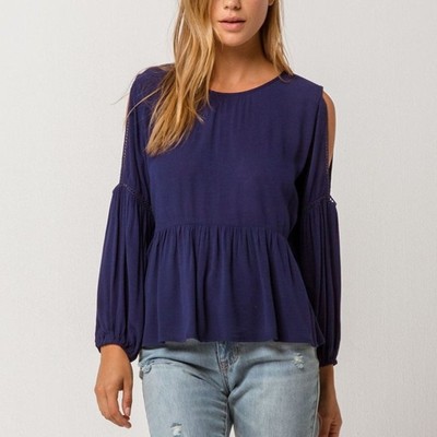 NWOT O'NEILL Wonder Navy Blue Cold Shoulder Top