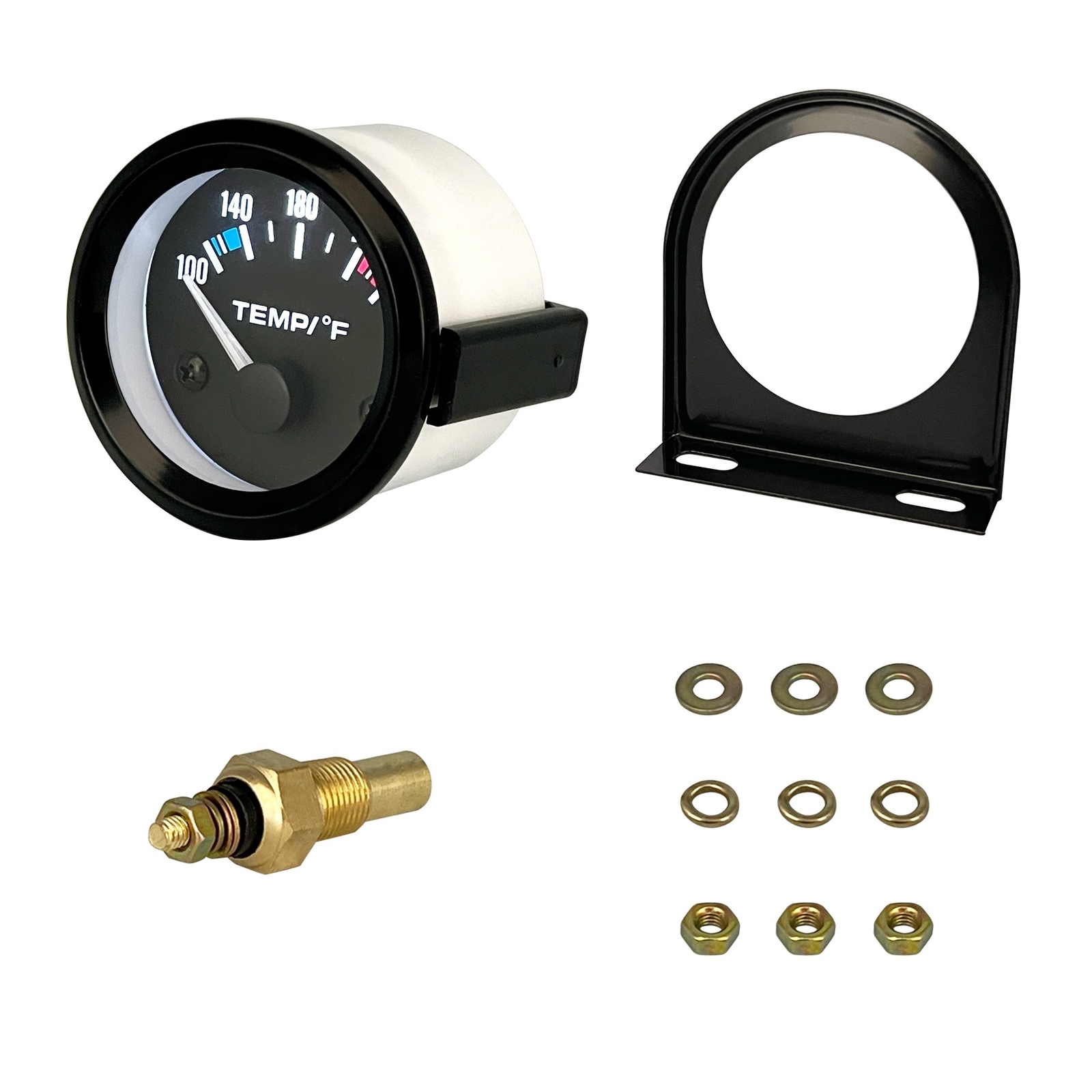 2 Inch 52mm Car Water Temperature Gauge 100-250℉ W/ Temp Meter Sensor