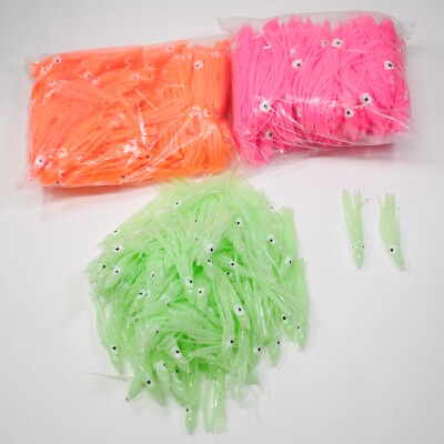 Super Glow Octopus Squid Skirts - 100 Pack 4 1/2''