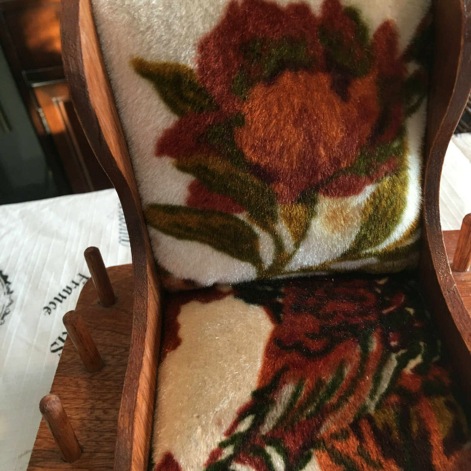 Vintage Pin Cushion Rocking Chair Handmade Thread Holder