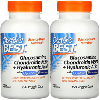 Doctors Best, (2 упаковки) Глюкозамин-хондроитин МСМ + гиалуроновая кислота, 150 г