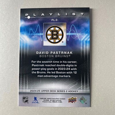 2024 Upper Deck Series 2 #PL-3 David Pastrnak Playlist
