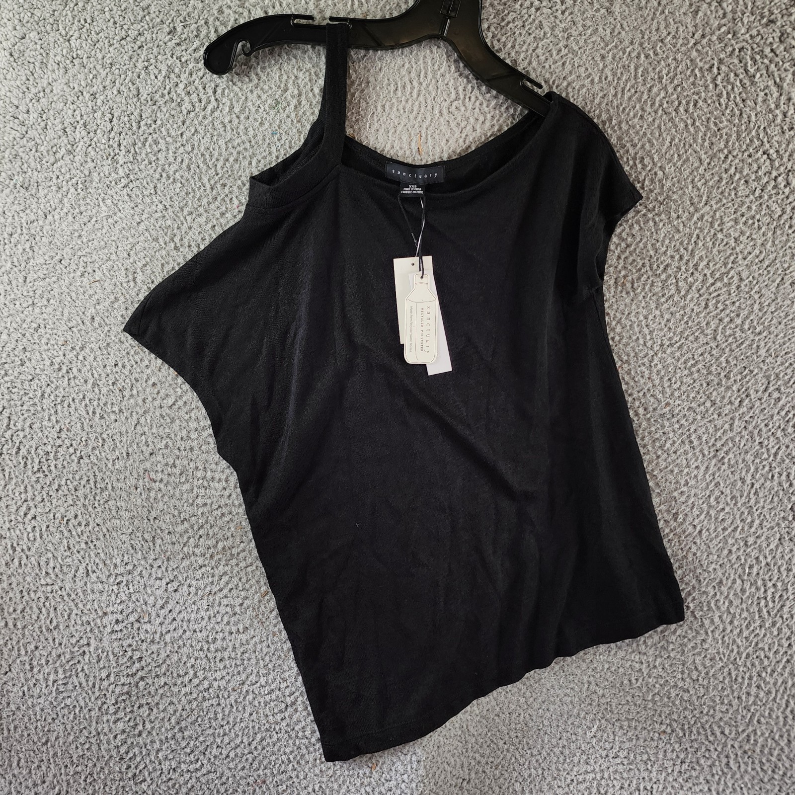 Sanctuary Parttime Lover Tee XXS Black Short Sleeves w/ Cold-Shoulder Cut-out - Picture 2 of 14