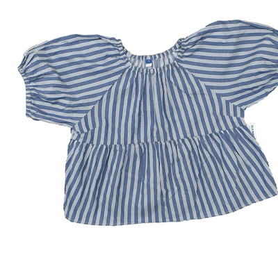 NEW Old Navy  Women's Size XL Blouse Top Short Sleeve Blue Striped Cotton Crew N