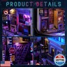 DIY Book Nook Kits, 3D Wooden Puzzles Bookshelf Insert Decorative Bookend Model Kits with LED,DIY Diorama Dollhouse Kit Crafts Hobbies Gifts Home Garden for Christmas(Cyberpunk)