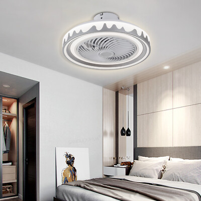 20'' LED Ceiling Fan Light Dimmable Chandelier Flush Mount Lamp w/ Remote Control