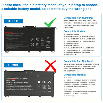 USPS Genuine OEM HT03XL HTO3XL BATTERY FOR HP Pavilion 14-DF 14 15 17 L11119-855