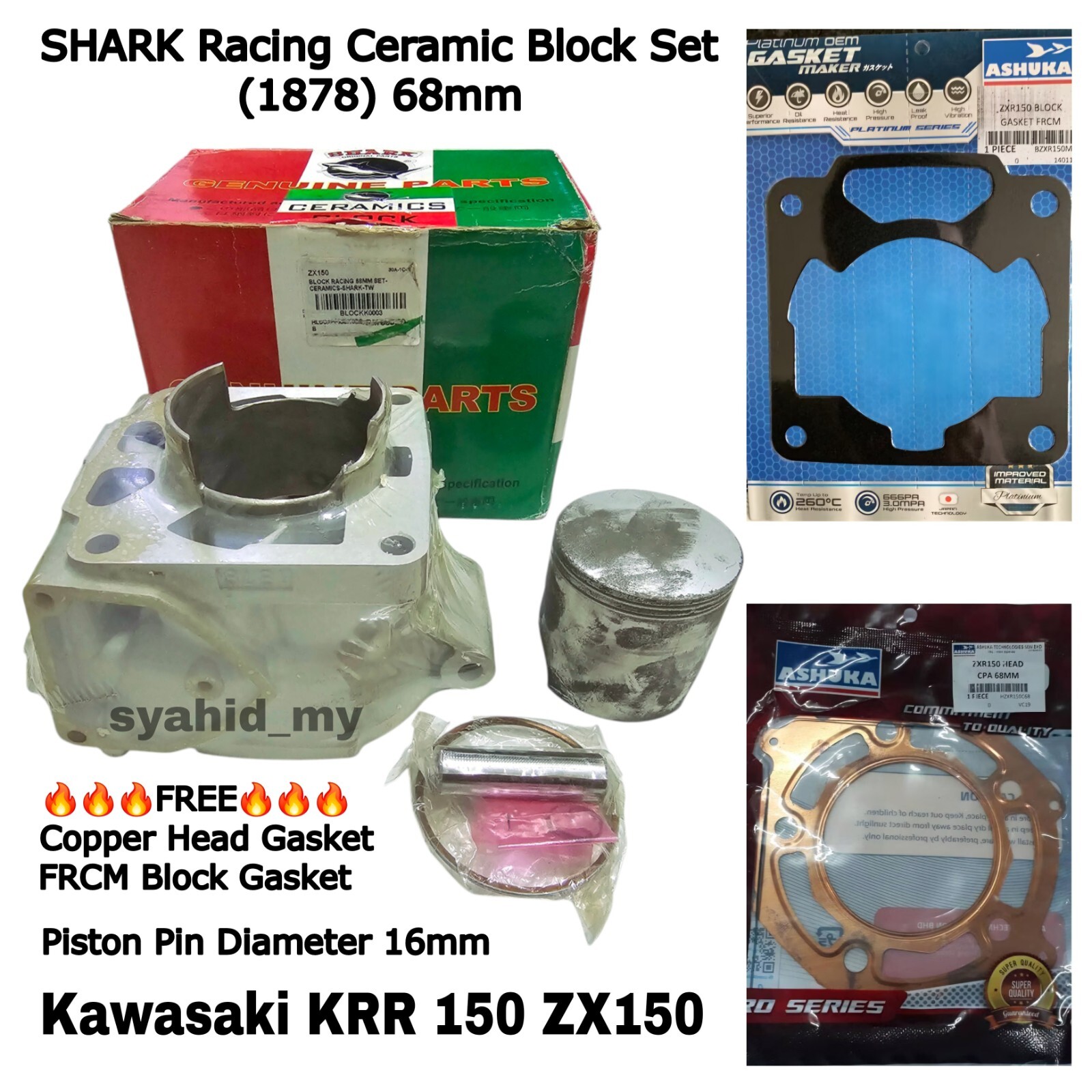 Ripi 04 9プレート SHARK Ceramic Block Set 68mm 1878 Kawasaki Ninja KRR 150