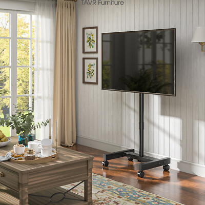 Universal Mobile Tilt TV Cart Rotatable TV Stand with Wheels for 13-50 inch TVs