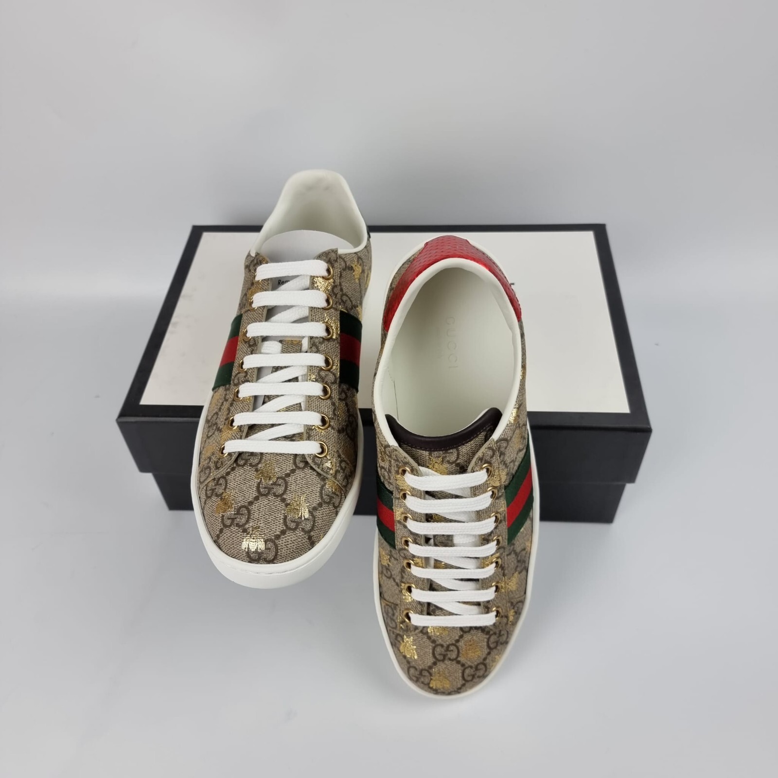 Pre-owned Gucci Women's Ace Beige Gg Sneakers