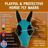 Horse Fly Mask - Arab Equine Fly Mask with Full Coverage for Eye and Ear - Stretchable, UV and Sun Protection Flymask for Horses, Ponies and Mini Horses - Horse Face Cover for Pasture and Trail - Orange