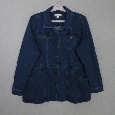 Coldwater Creek Denim Jacket Womens XL Blue Excellent Longline Utility Stretch