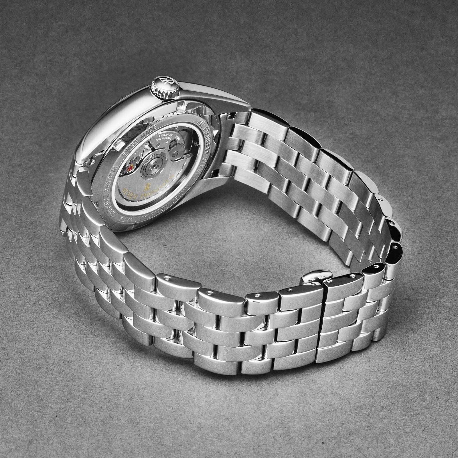 Pre-owned Revue Thommen Mens Heritage Gmt Blue Dial Ss Bracelet Swiss Automatic 21010.2335