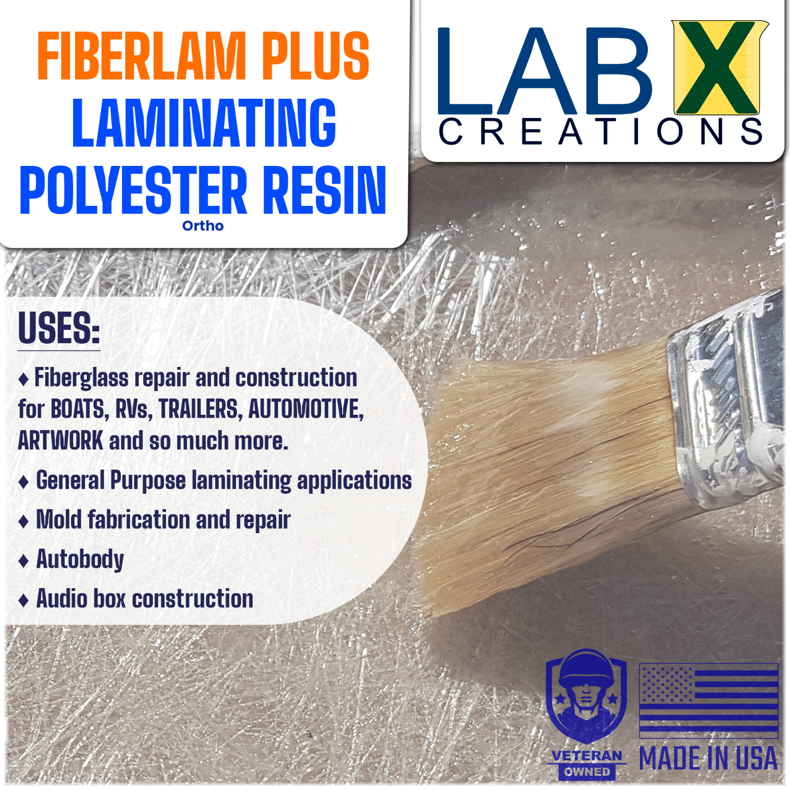 FIBERLAM PLUS FIBERGLASS RESIN 4 Gallon +MEKP (for Laminating on Boat, RV, Cars)