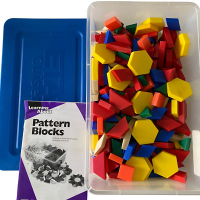 250 Pcs Plastic PATTERN BLOCKS with TUB Home School Math Geometric Shapes