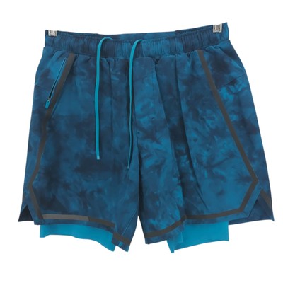 Lululemon Surge Lined Running Shorts 6" Mens Blue Camo LM7AQAS Size LARGE