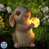 WONDHOME Solar Rabbit Garden Statues Outdoor Bunny Decor Resin Bunny Figurine Holding Mushroom with LED Lights for Porch Patio Lawn Yard Christmas Birthday Housewarming Gardening Gifts for Mom Grandma