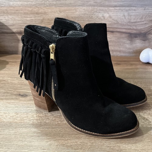 Aldo Suede Leather Booties Women's 8.5 Zip Fringe Ankle
