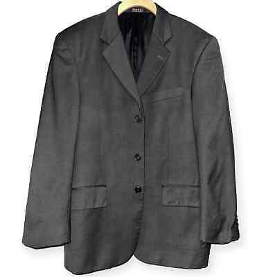 Fineri Italy Men s Size 38 S Grey Mini Houndstooth Wool Suit Jacket Blazer
