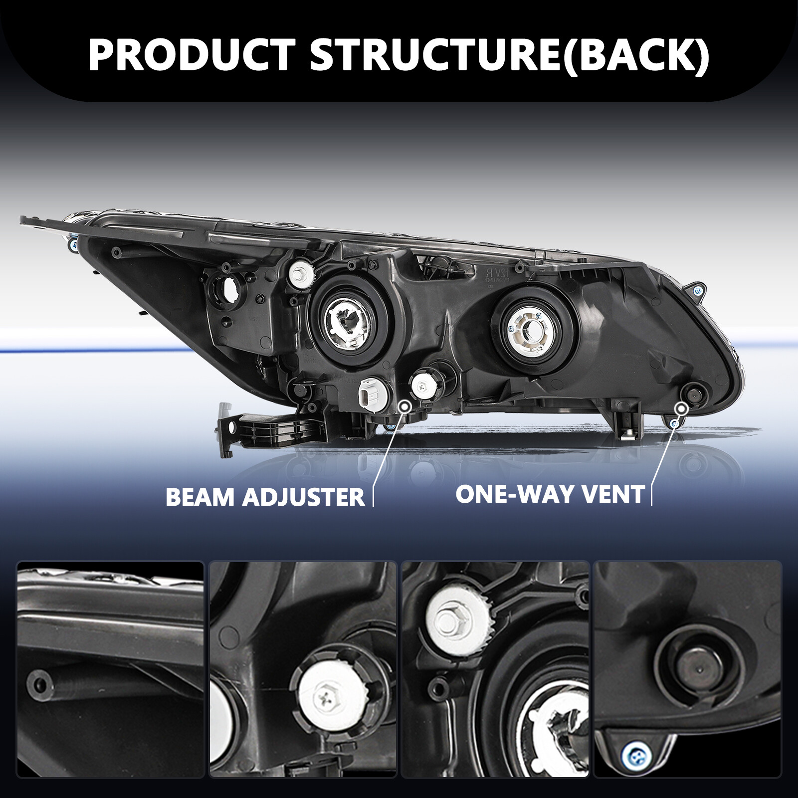 For 2013 2014 2015 Honda Accord Sedan W/LED DRL Black Clear Corner Headlights