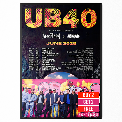 UB40 UK Tour 2026 poster print