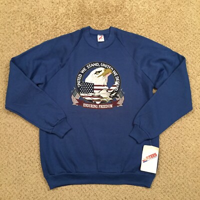 Vintage Jerzees Sweatshirt Mens XL Blue Operation Enduring Freedom Crew Neck New